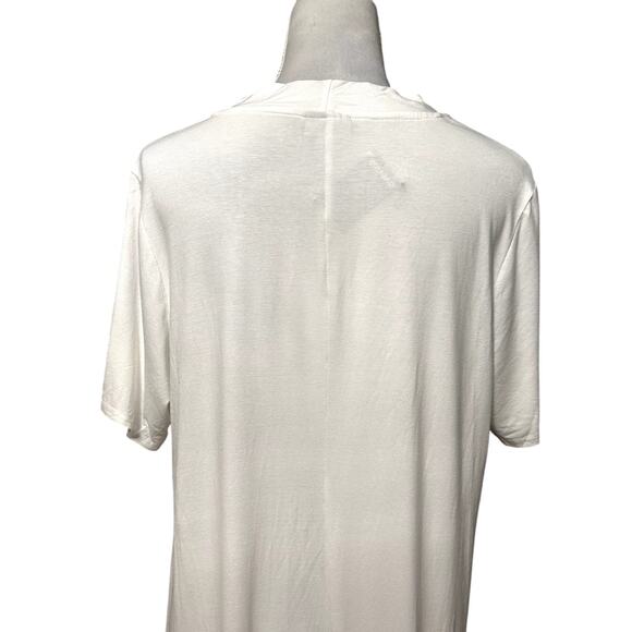 Avenue Short Sleeve Blouse Hi Low Split Back V-Neck Pleated Front White 16 NWT - Picture 6 of 10